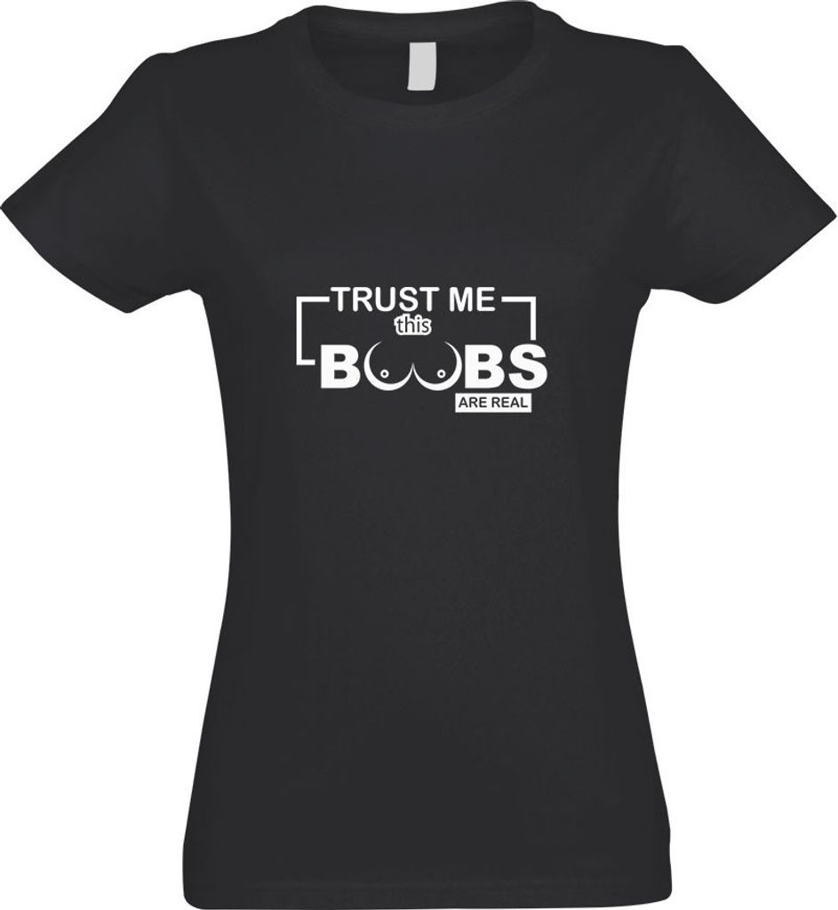 Kiwistar - T-Shirt tailliert - Damen - Graphit - Trust me, This Boobs Are real - mit Motiv Bedruckt - Funshirt Design - Sport - Freizeit - Damen - S