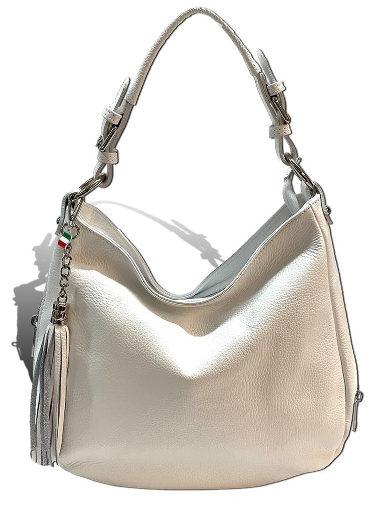 Florence Echtleder Hobo Bag Damen weiß D2OTF134W