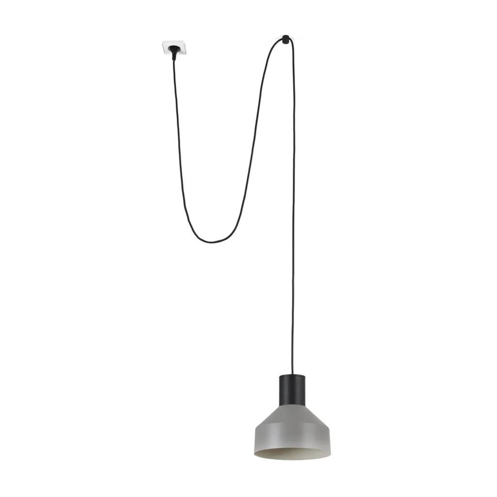 Suspension grise Ø200 à brancher pour éclairer un bureau ou une chambre