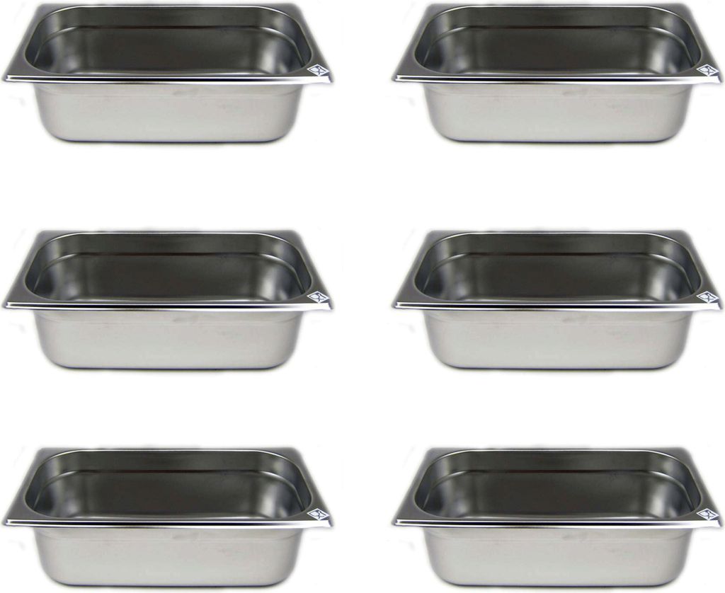 AcMax 6 Stück GN 1/3 Gastronormbehälter GN-Behälter Edelstahl 4 Liter Tiefe 100mm