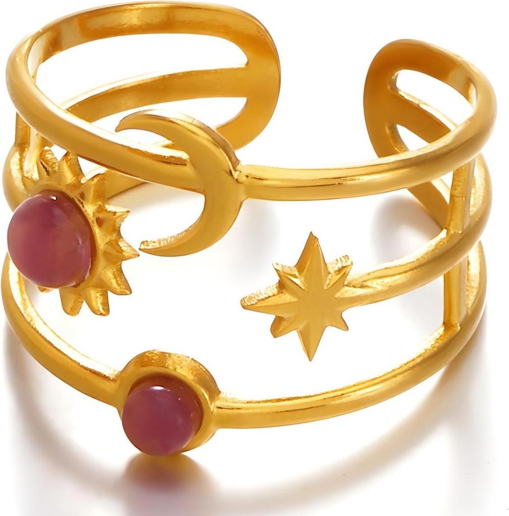 Trendiger offener Ring OB-38886 in Roségold und Lila für Damen KP38886