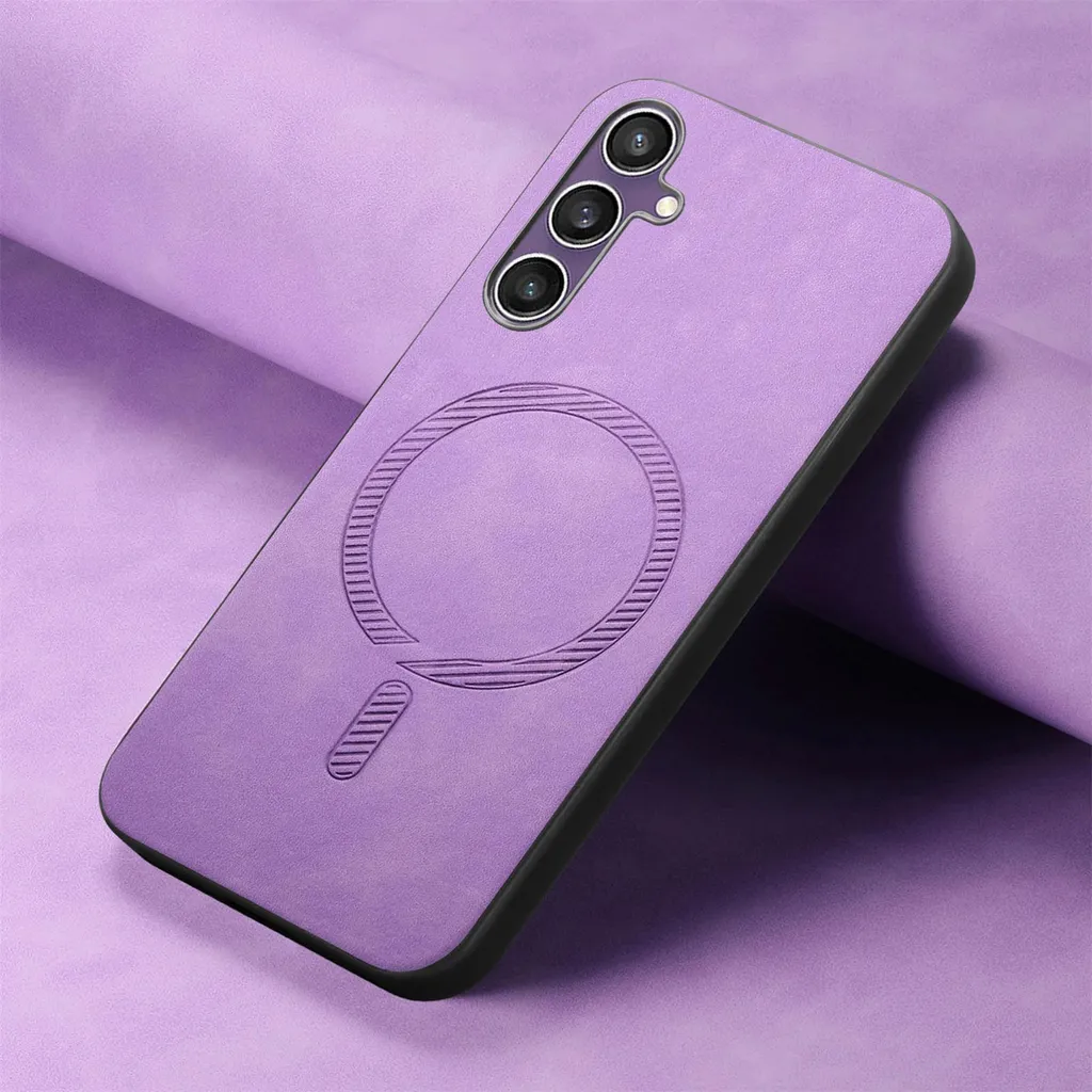 Custodia MagSafe per Samsung Galaxy S24 FE - Cover posteriore Phonesta Retro Vegan Leather - Viola - 4