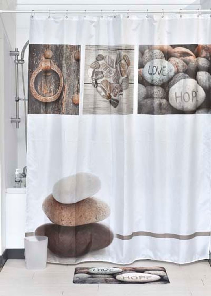 LiKeKa Duschvorhang 180x200 cm für Badewanne und Dusche im Badezimmer, Badvorhang Anti-Schimmel und Wasserdicht aus Stoff 100% Polyester, Waschbar