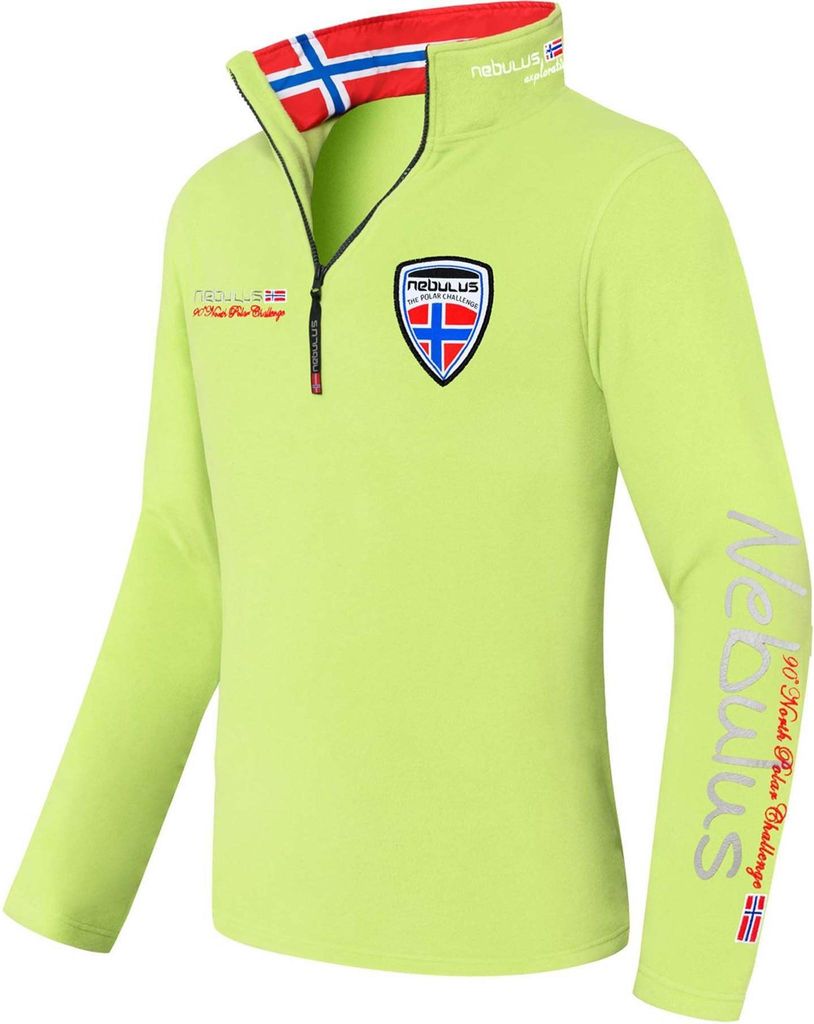 Nebulus Fleecepullover SKANDINAVIA Herren, warmer Fleecepullover, Pulli aus Fleece mit Half Zip Reißverschluss, P4666 - Herren, limettengrün, M
