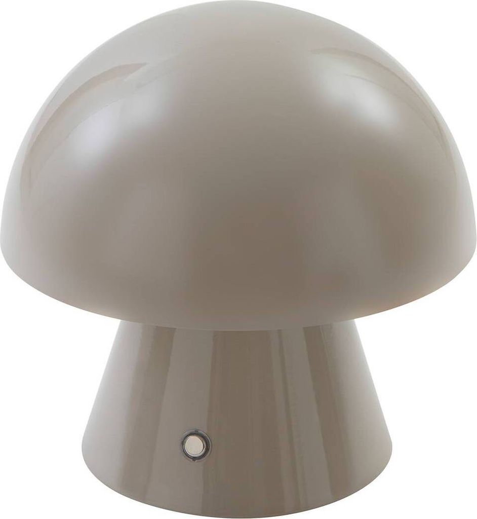 Lindby LED-Akkutischlampe Nevijo, grau, Ø18cm, USB, Dimmer