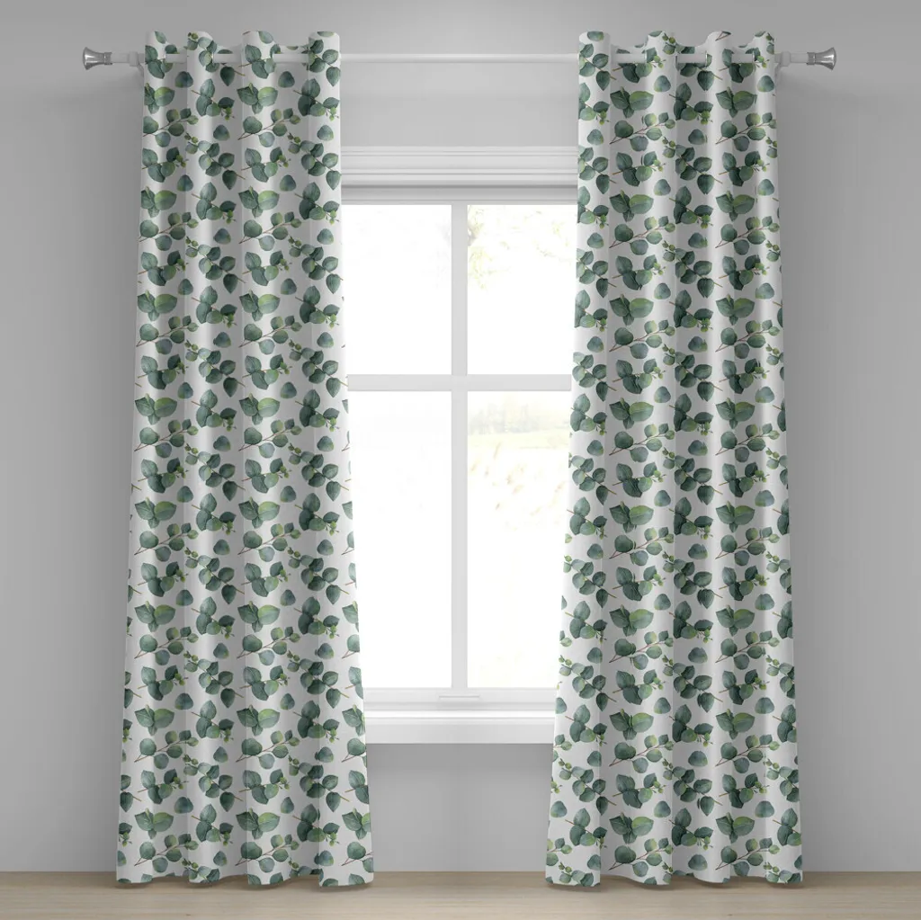 Paire de rideaux décoratifs 280x175 cm eucalyptus pour salon et chambre