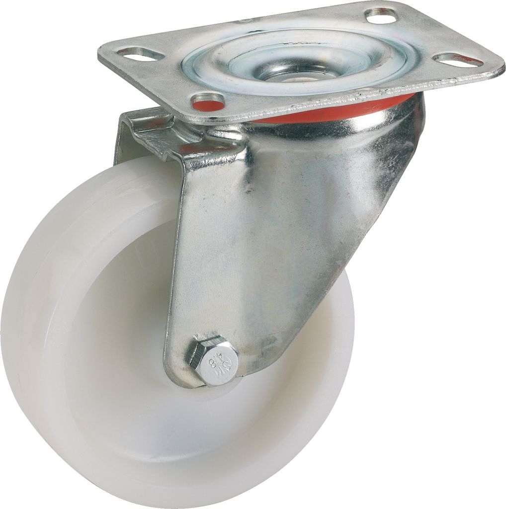 Dörner + Helmer Lenkrolle ø 100x35mm Rolle weiß mit Platte Tragkraft 150kg