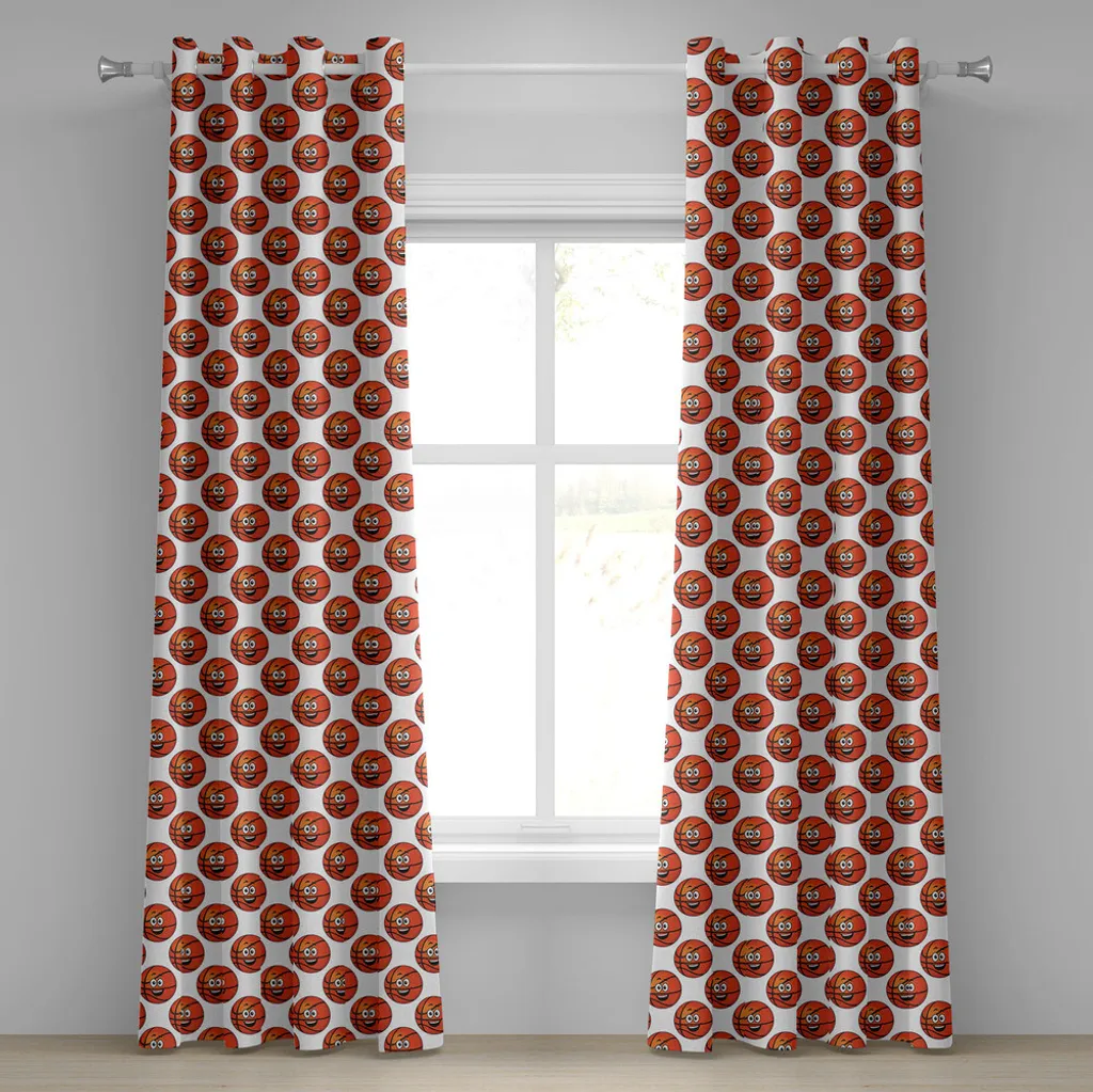 Rideau Basketball à Œillets en Tissu Lavable Orange, 280 x 175 cm