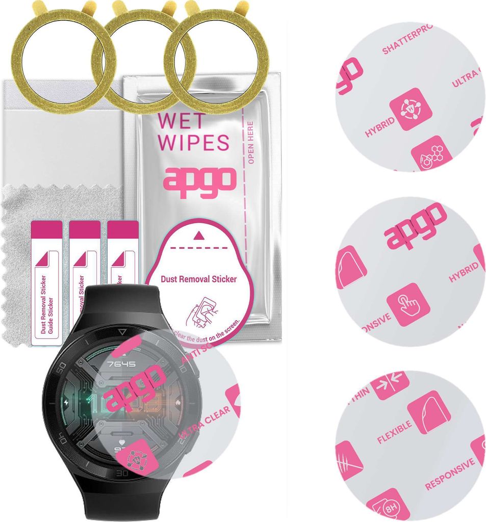 apgo 3 Stück Schutzglas, klar, kompatibel mit Huawei Watch Produktbild 