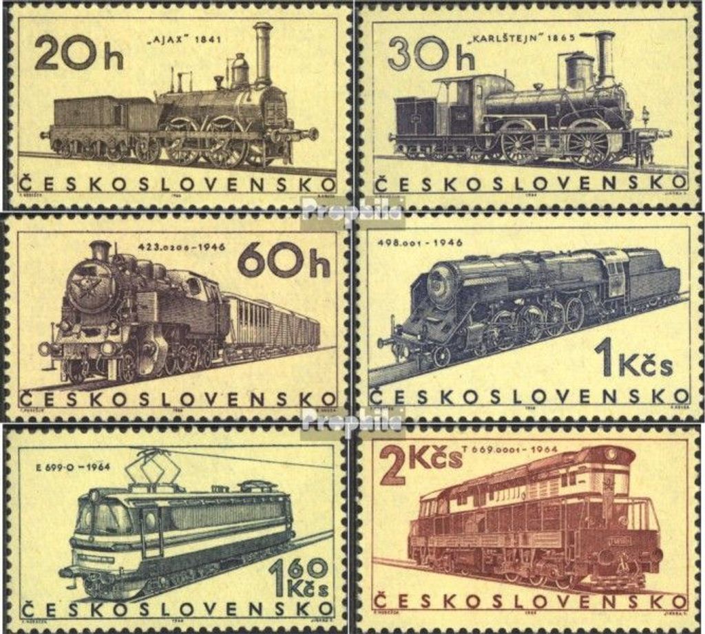 Briefmarken Tschechoslowakei 1966 Mi 1603-1608 (kompl.Ausg.) postfrisch Lokomotiven