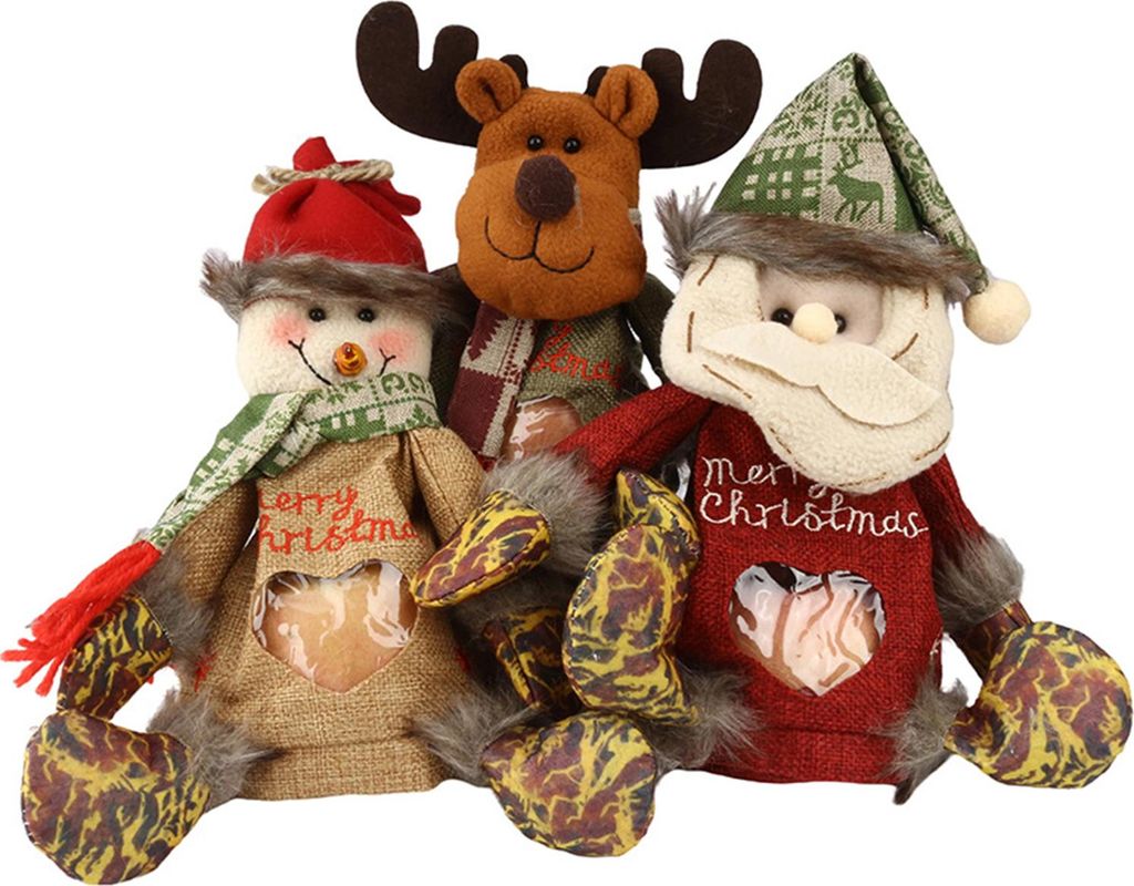 Weihnachtsgeschenktüten mit Reißverschluss-Design, wiederverwendbare Geschenktüten aus Stoff für Geschenke, Süßigkeiten, Früchte, 3D-Aufbewa...