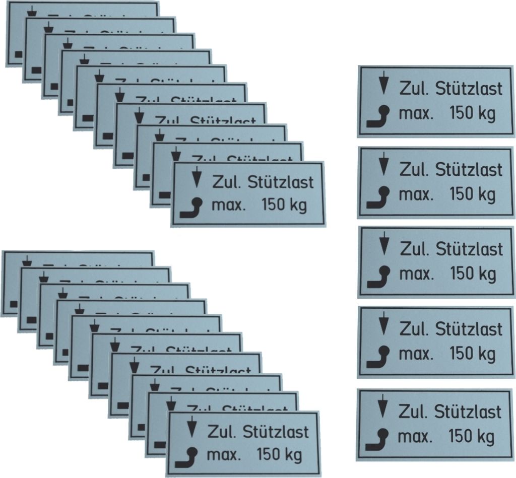 25 x Stützlastschild Stützlastaufkleber Stützlast Anhängerkupplung 150kg Aufkleber