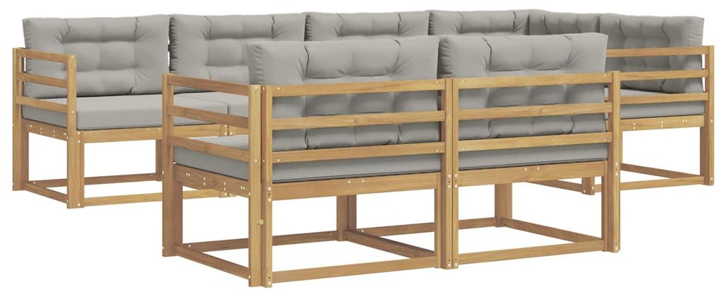 vidaXL Outdoor-Sofagarnitur 6 pcs Weiß und Hellgrau Polyester