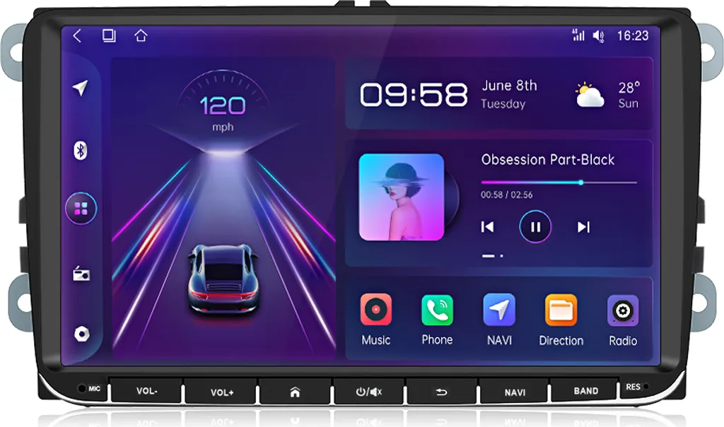 Navigatore Android 12 per Volkswagen Skoda Seat 9'' CarPlay SWC BT