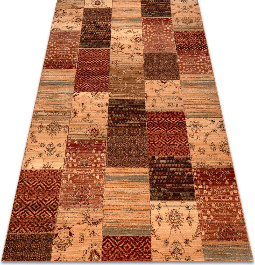 Wollteppich KASHQAI 4327 101 Patchwork Terrakotta rot 80x160 cm
