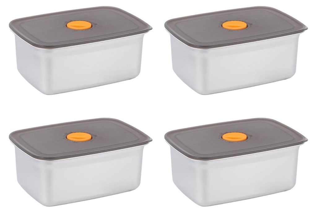 Lunchbox mit Deckel, stapelbare Snackbehälter, auslaufsicherer Edelstahl-Lebensmittelbehälter für Obst, Gemüse, Nüsse und mehr.