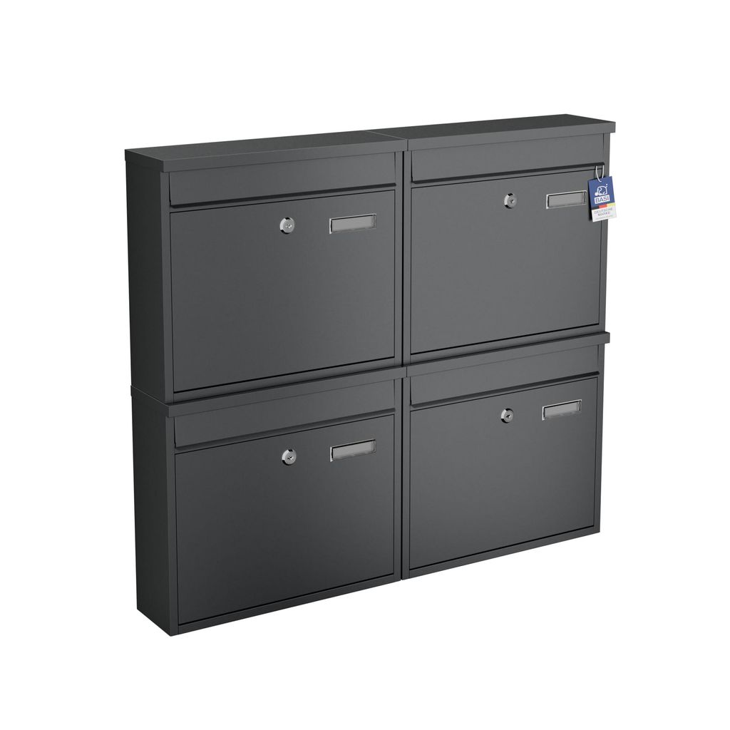 BASI - Briefkasten - SET - 4x BK 360M - Stahl matt Produktbild 