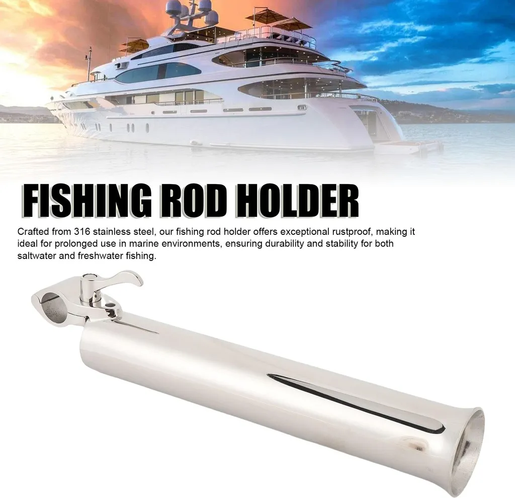 Support de canne à pêche inox 316 stable pour garde-corps bateau 22mm - 2