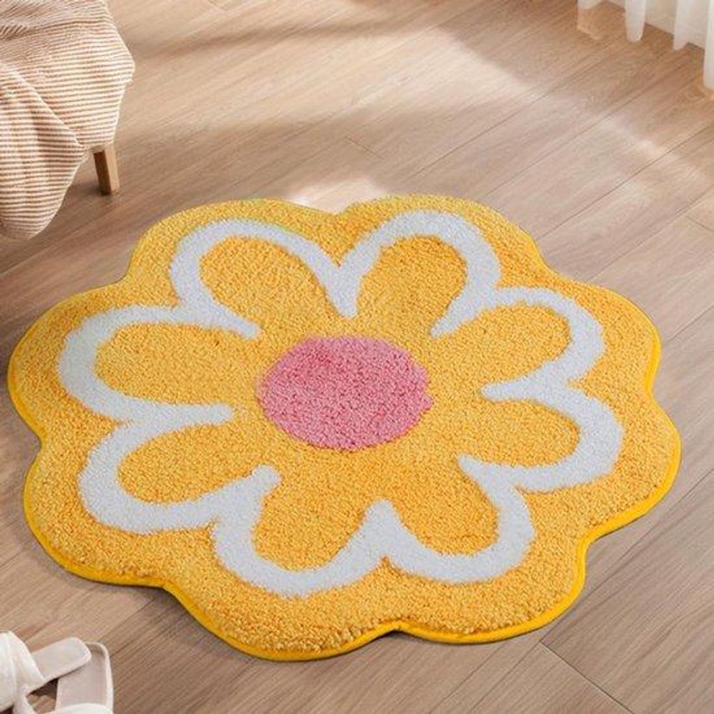 Unyqoos Weiche und farbenfrohe Badematte in Blumenform für Badezimmer und Kinderzimmer
