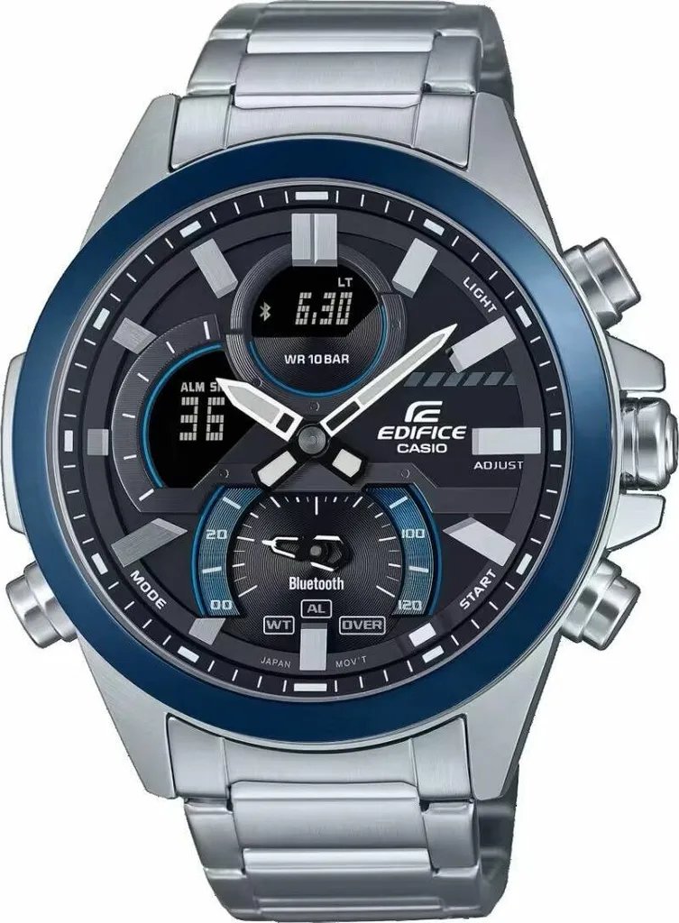 Montre Chronographe Casio pour Homme en Acier Inoxydable Argenté Noir