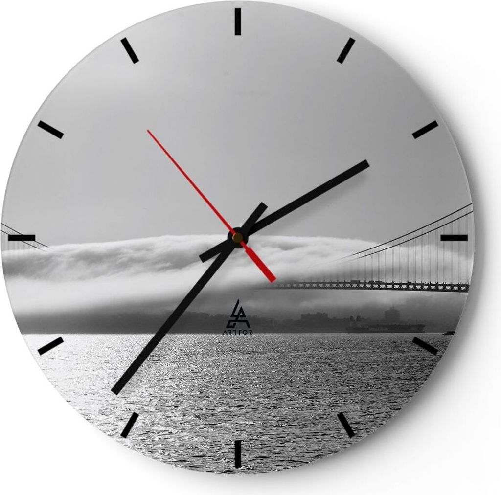 Wanduhr - Rund - Glasuhr - Usa goldenes tor brücke - Produktbild 