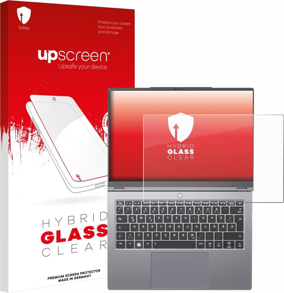 upscreen Schutzglas für Tuxedo InfinityBook Pro 14 Gen 10 Schutzfolie Panzer Folie Glas Display Schutz klar
