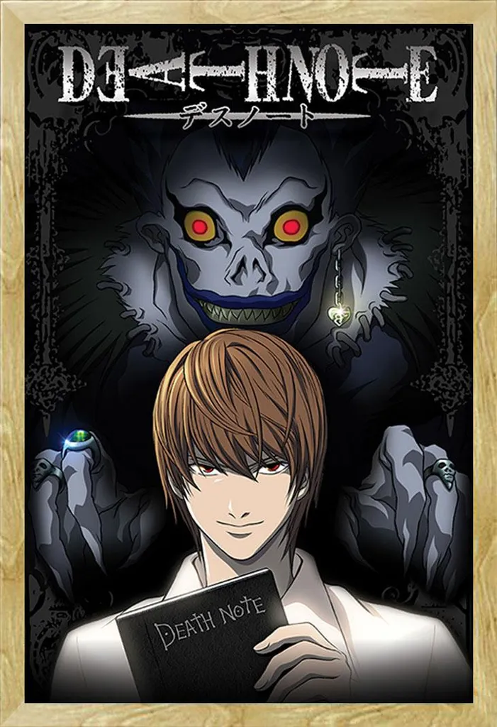 Poster Death Note encadré pour décorer une chambre de fan manga Shinsuke