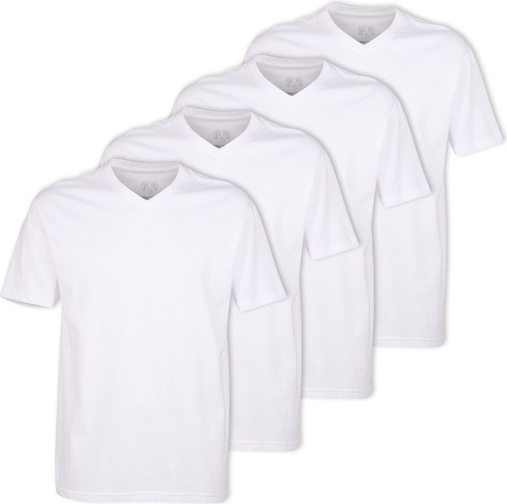 CECEBA Herren T-Shirts, 4er Pack - Konvex, V-Ausschnitt, Kurzarm, Baumwolle, uni Weiß XL