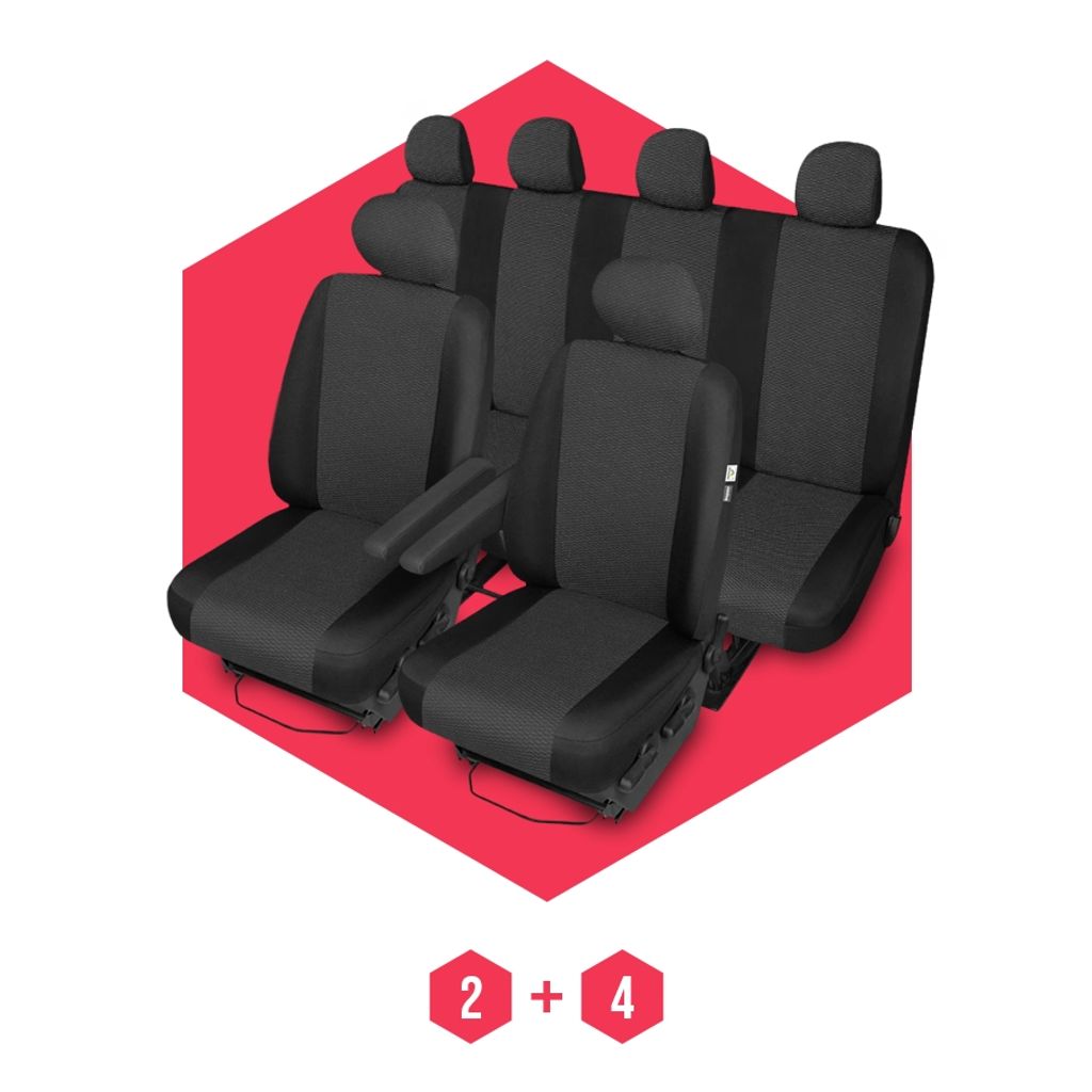 Saferide 2er Set Autositzbezüge Transporter universal, Bus Sitzbezüge  Kunstleder Grau für Airbag geeignet, für Vordersitze