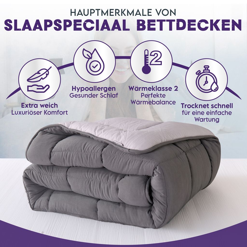 Slaapspeciaal Ganzjahresdecke 200x220 - Allergiker Bettdecke Mit Daunengefühl Waschbar