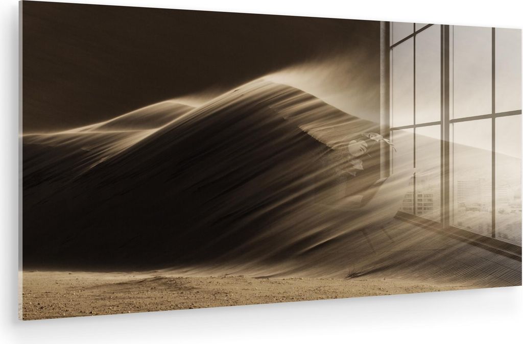 MuchoWow Glasbilder - Bilder auf Wandbild - Foto auf Glas Wüste - Sand - Natur - Düne 40x20 cm Wanddekoration aus Glas - Acrylglasbild - Acrylbil...