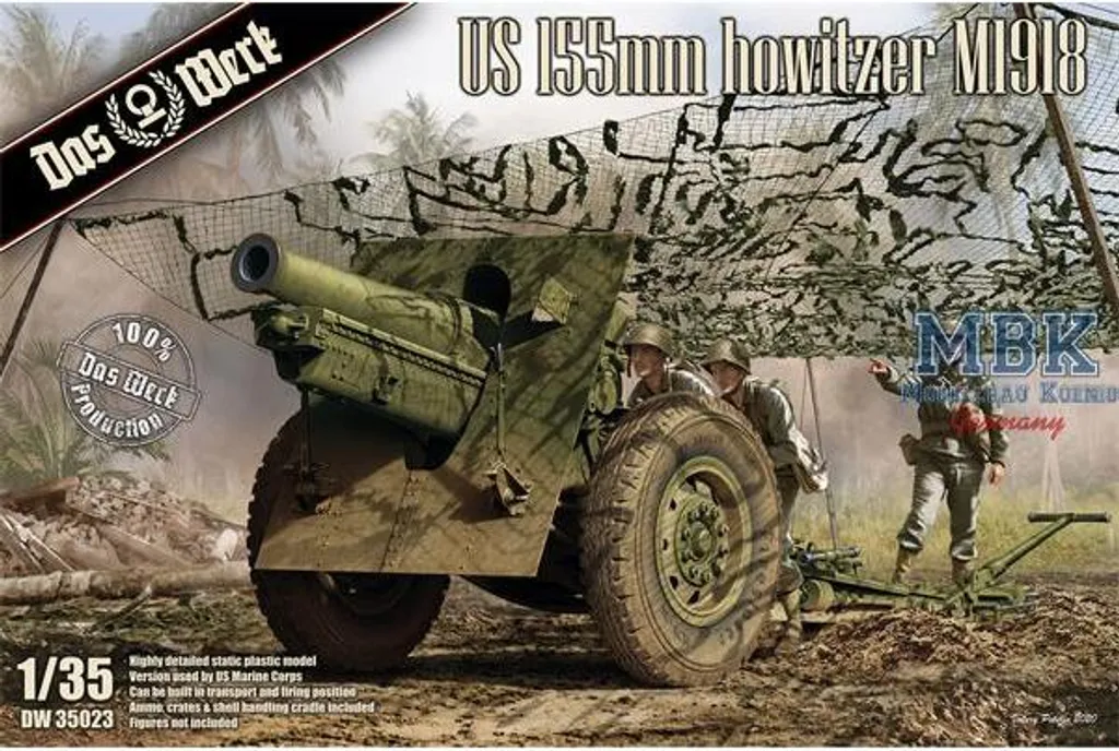 Maquette Artillerie Obusier 155 mm M1918 L'OUVRAGE DW35023 au 1/35
