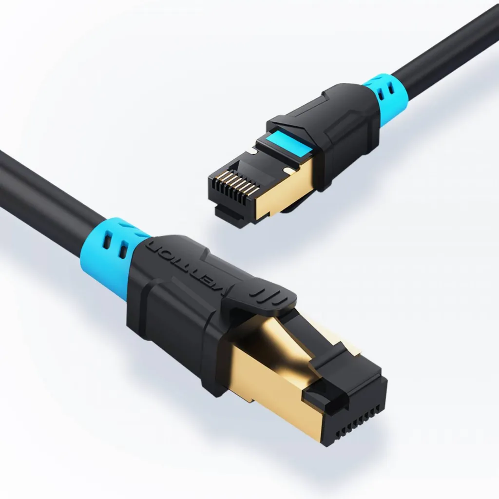 Cordon de brassage Ethernet Cat6 SSTP 1m noir pour réseau local LAN PC
