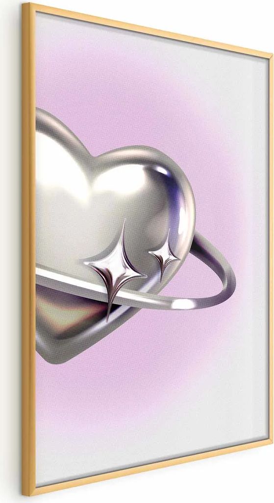 Posterpapier Poster - Cosmic Heart - silver heart with a ring on a purple background 29.7x42 cm Muster a-C-10143-ao-a