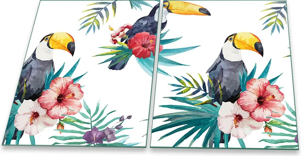 Protezione Fornelli Vetro 40x52 Universale Animali Colorati 2 pz