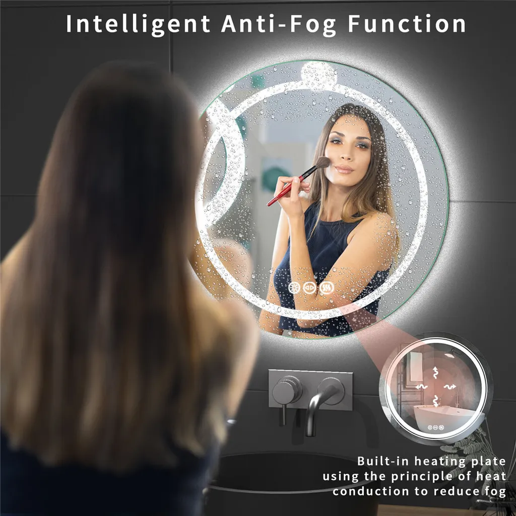 Miroir LED Rond Antibuée 60 cm Tactile IP56 Économie d'Énergie - 6