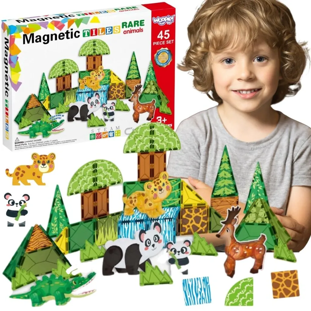 Jeu magnétique WOOPIE 45pc : Finies les constructions qui tombent ! 3D