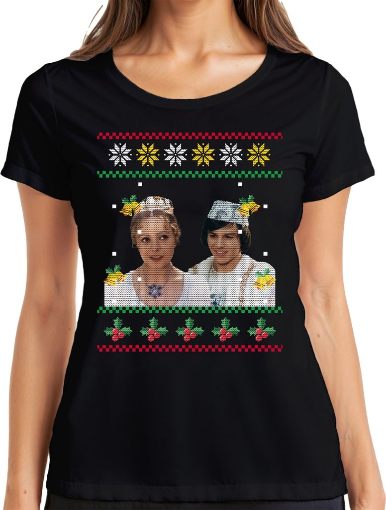 Drei Haselnüsse für Aschenbrödel - Ugly Christmas Sweater Weihnachten Damen T-Shirt, Schwarz, XL