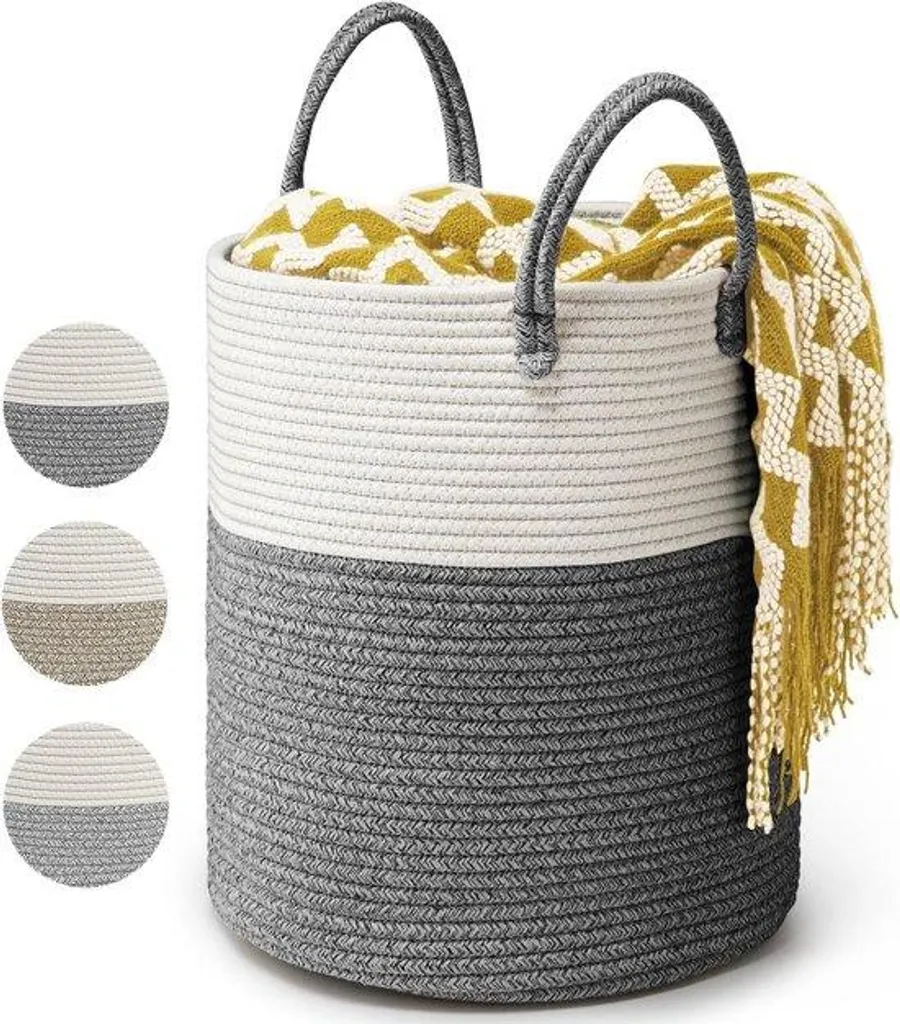 Panier à linge pliable en coton 39L - Boîte de rangement linge et jouets