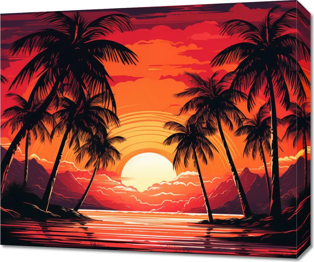 Cadre Photo Palmiers Plage Lagune 60x50 - Impression Haute Définition UV