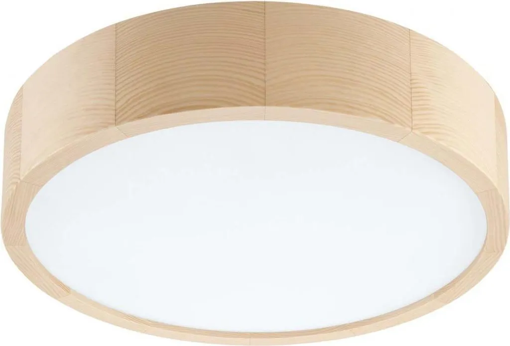 Plafonnier scandinave en bois de pin massif et diffuseur blanc KANTE