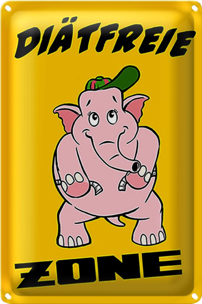 Blechschild Spruch 40x30cm Diätfreie Zone Elefant