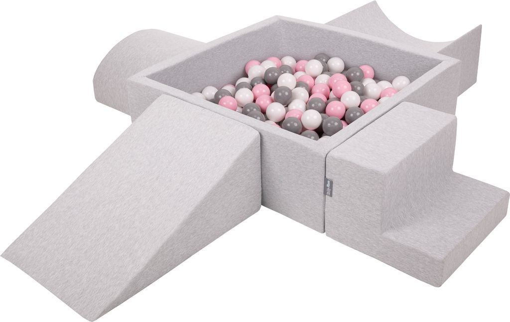 KiddyMoon Spielplatz Aus Schaumstoff Mit 200 Bälle ∅7cm Hindernisläufen Version 5 Quadrat Bällepool Mit Bunten Bällen Für Babys Und Kinder
