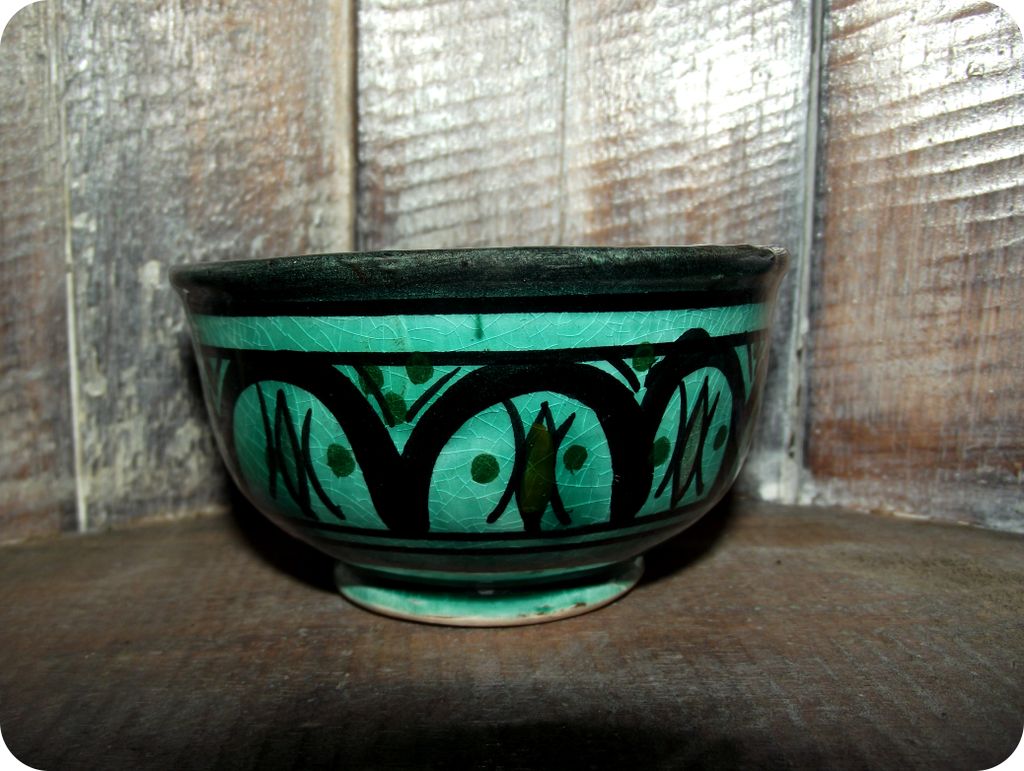 Orientalische marokkanische Keramikschale Keramik Müsli Obst Salat Schale Schüssel Deko klein, grün