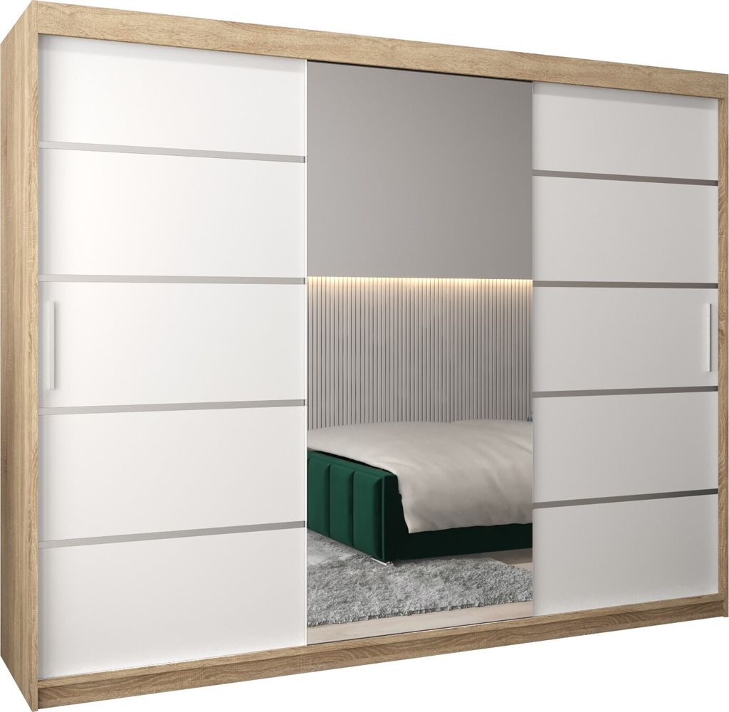 Kleiderschrank, Schiebetürenschrank Schlafzimmer, Schrank mit Spiegel VERONA 2 250 cm