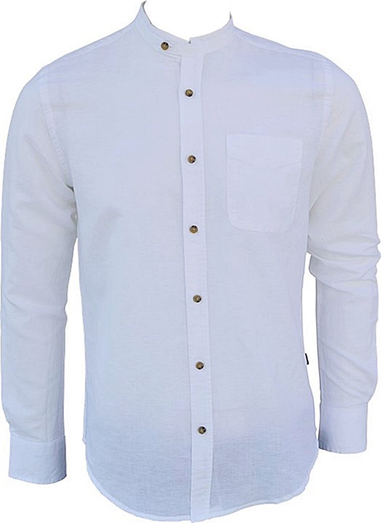 Brandneu Designer Leinen-Hemd CARISMA Stehkragen Weiß uni SLIM FIT Weiß 3XL