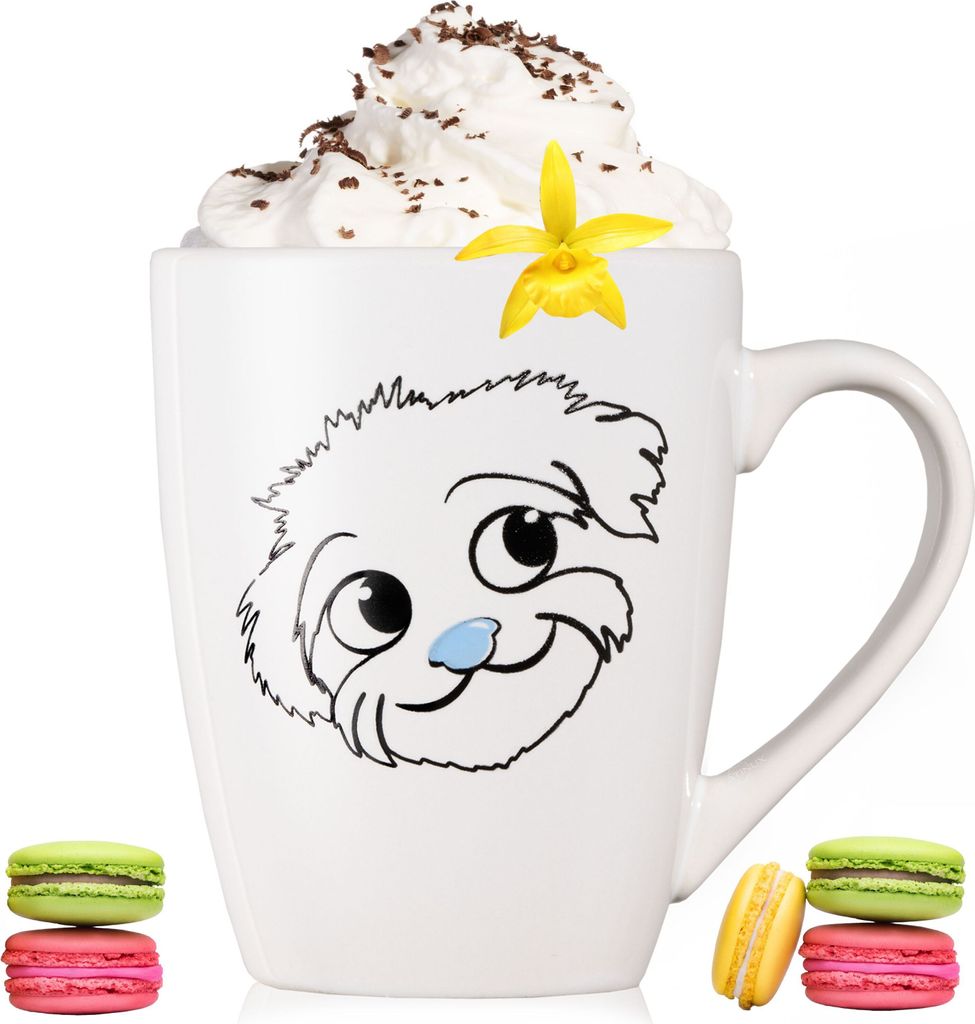PLATINUX Kaffeetasse mit Griff 250ml Tasse mit Hunde Motiv Produktbild 