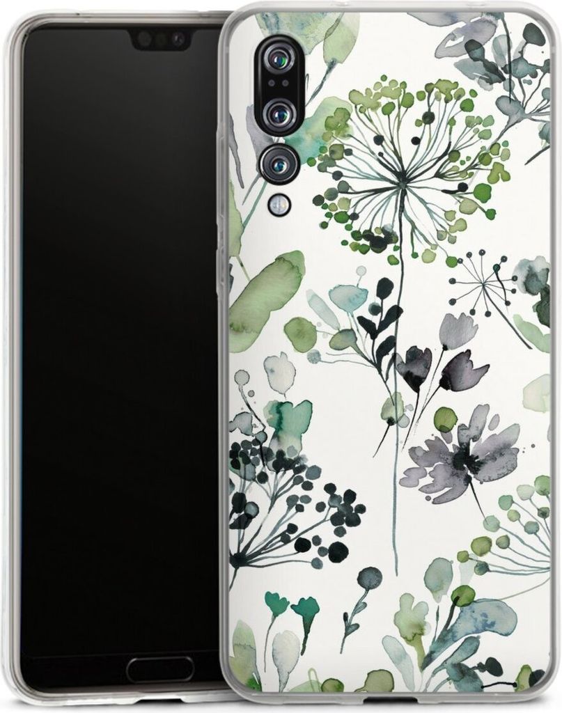 DeinDesign Handyhülle für Huawei P20 Pro Silikon Hülle Case Smartphone Schutzhülle Blumen Wasserfarbe Eukalyptus