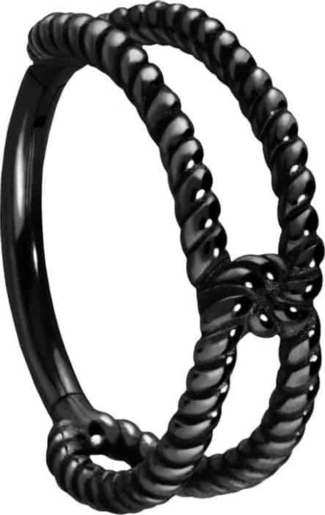Ohrpiercing, Nasenpiercing, Septum Piercing Chirurgenstahl Segmentring Clicker KNOTEN + GEDREHT Schwarz Innendurchmesser: 12 mm