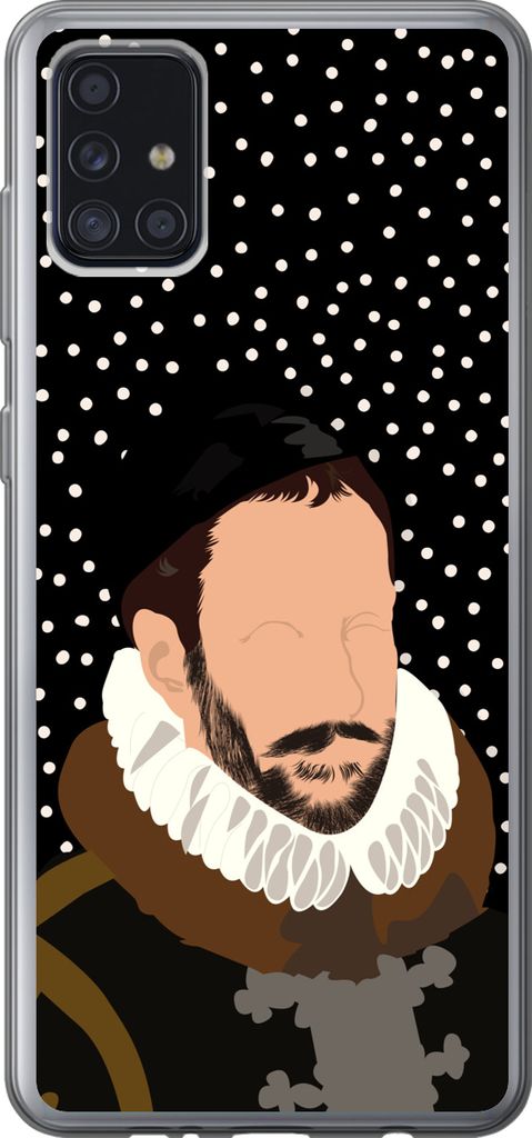 MuchoWow Handyhülle Schutzhülle Hülle für Telefoonhoesje Samsung Galaxy A52 5G Alte Meister - Wilhelm von Oranien - Dots - Schwarz Silikon So...